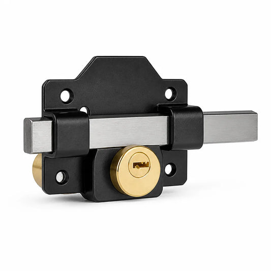 Spring Bolt Gate Lock With Key (Rust-Resistant Coating)