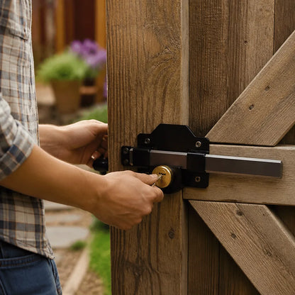 Spring Bolt Gate Lock With Key (Rust-Resistant Coating)
