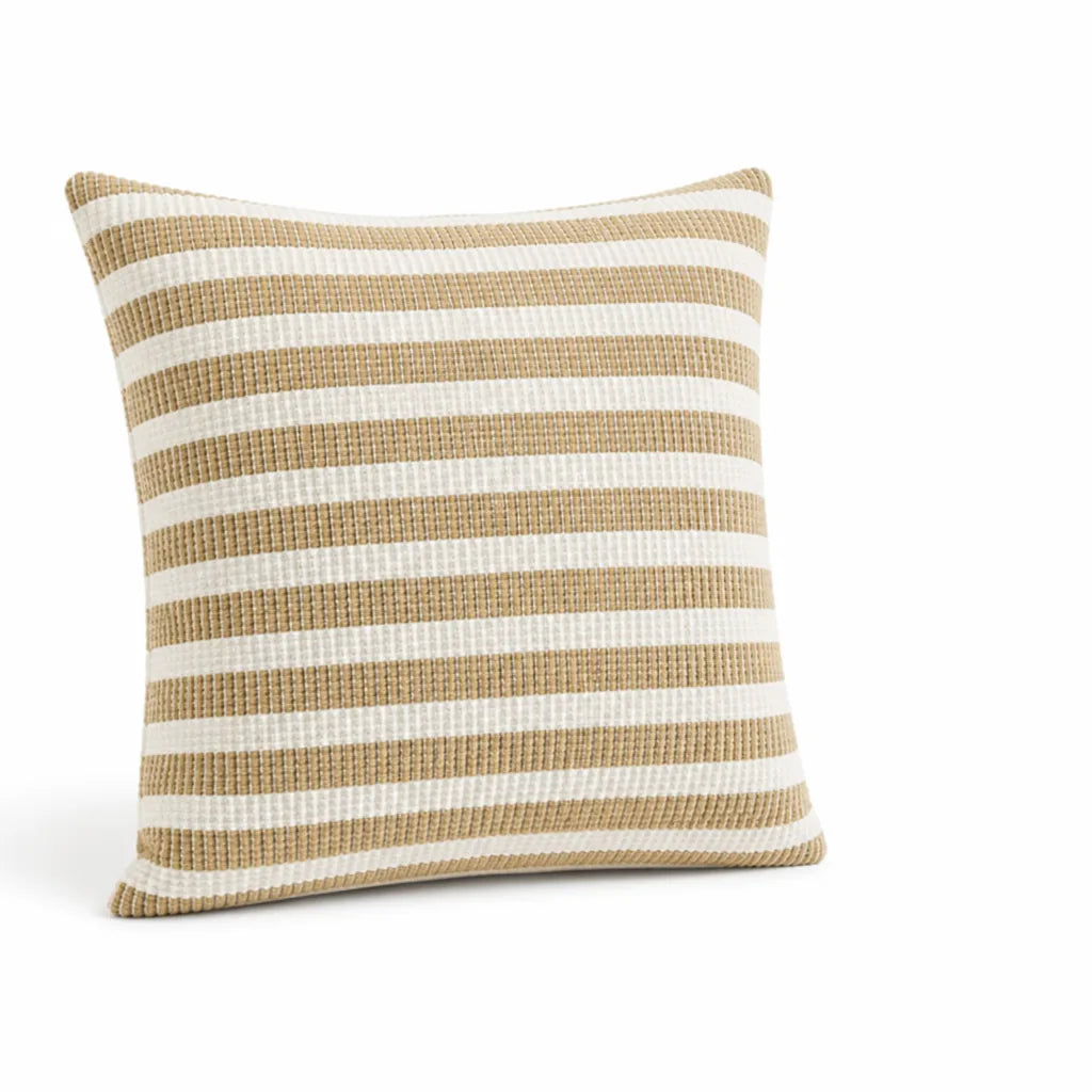 Square Pillow Cover Ribbed Cotton Blend Two-Tone Stripe 18x18