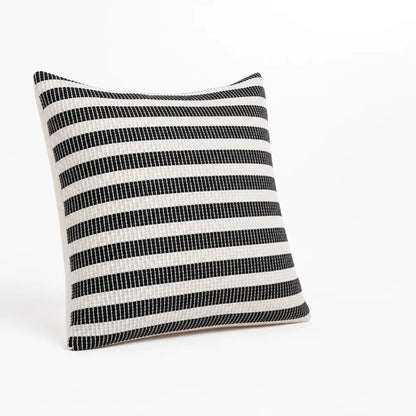 Square Pillow Cover Ribbed Cotton Blend Two-Tone Stripe 18x18
