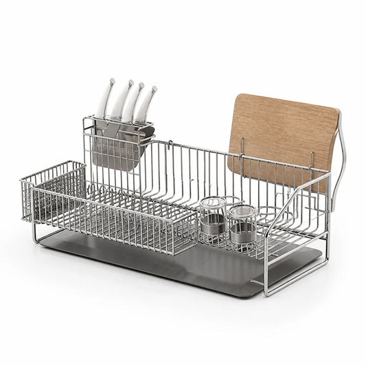 Stainless Steel Multi-Level Countertop Dish Rack with Drip Tray
