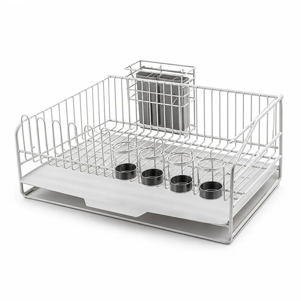 Stainless Steel Multi-Level Countertop Dish Rack with Drip Tray
