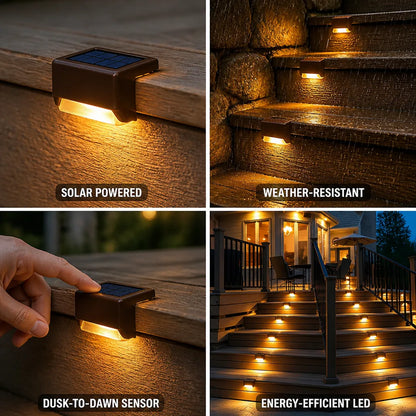 Step Lights Solar Powered Dusk-To-Dawn LED Weather-Resistant