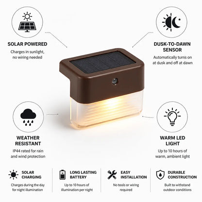 Step Lights Solar Powered Dusk-To-Dawn LED Weather-Resistant