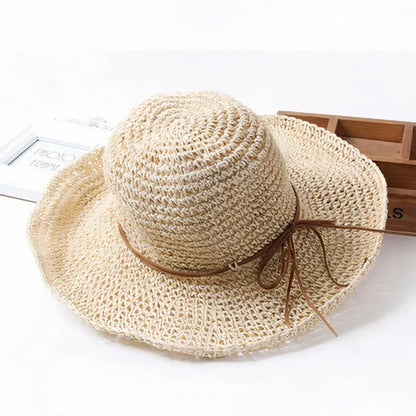 Sun Hat Wide Brim Woven Straw Foldable