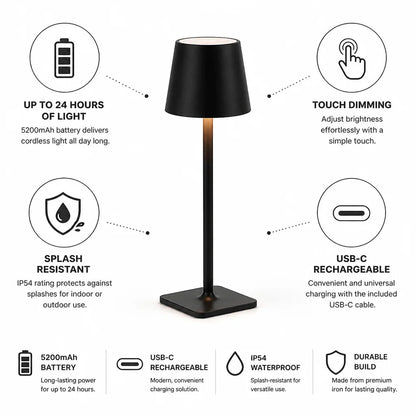 Table Lamp Cordless Touch Dimming 24 Hour