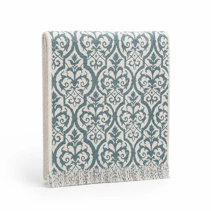 Table Runner Floral Jacquard Cotton Blend Fringed Ends
