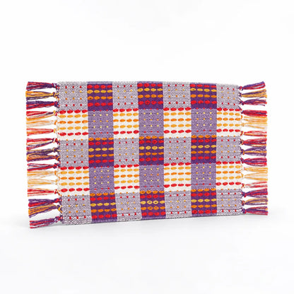 Table Runner Handwoven Checkered Cotton Blend Fringed Edges