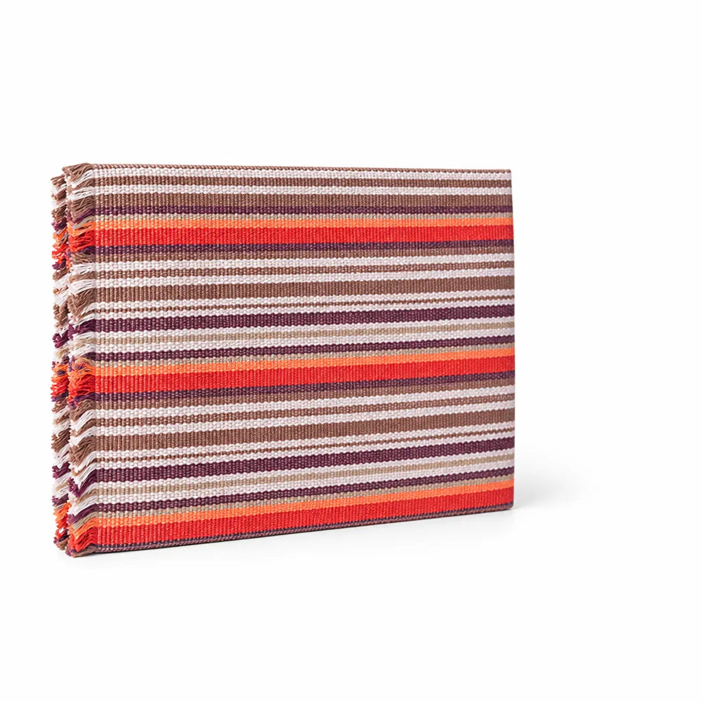 Table Runner Handwoven Checkered Cotton Blend Fringed Edges