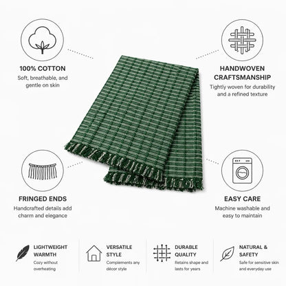Table Runner Handwoven Cotton Fringed Ends
