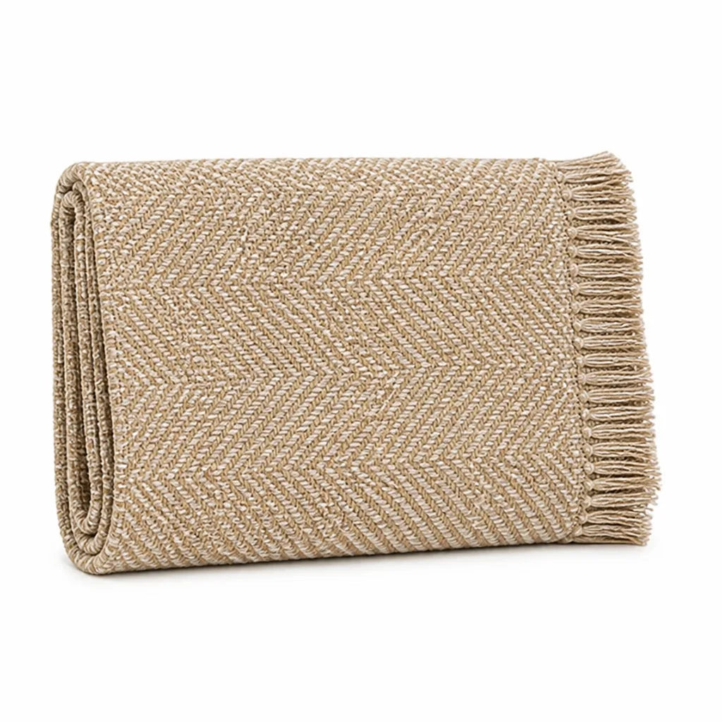 Table Runner Handwoven Herringbone & Fringed Ends