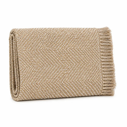 Table Runner Handwoven Herringbone & Fringed Ends