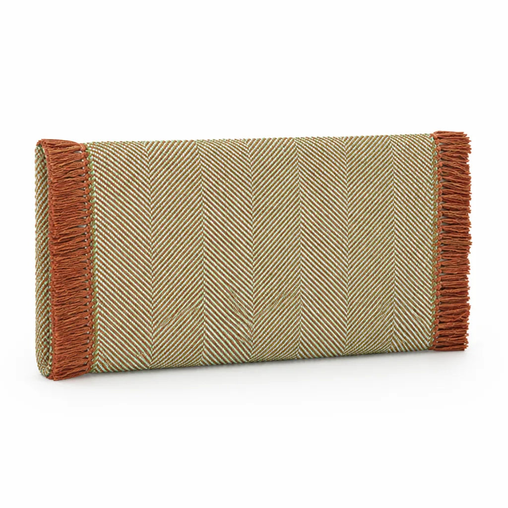 Table Runner Handwoven Herringbone & Fringed Ends