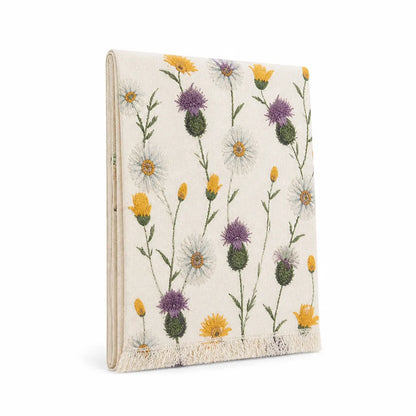 Table Runner Woven Cotton Blend Floral Embroidery Fringed Edges