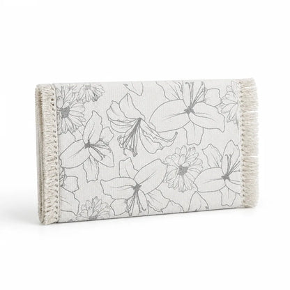 Table Runner Woven Cotton Botanical Bird Print Fringed Edges