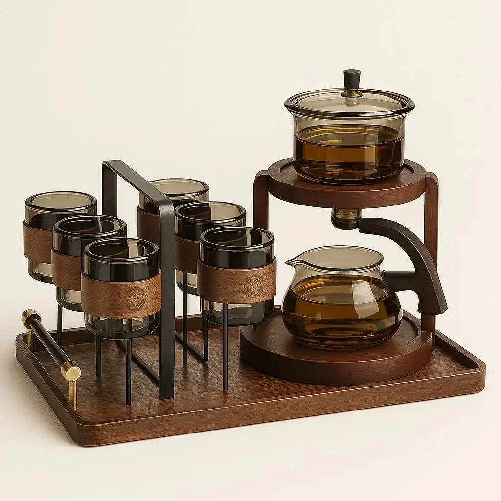 Tea Set Glass Double-Level Stand 6 Cups