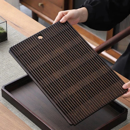 Tea Tray Bamboo Built-In Water Drain