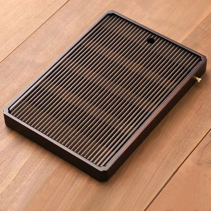 Tea Tray Bamboo Built-In Water Drain