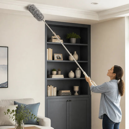 Telescopic Stainless Steel Microfiber Duster With Flexible Head (250 cm Reach)