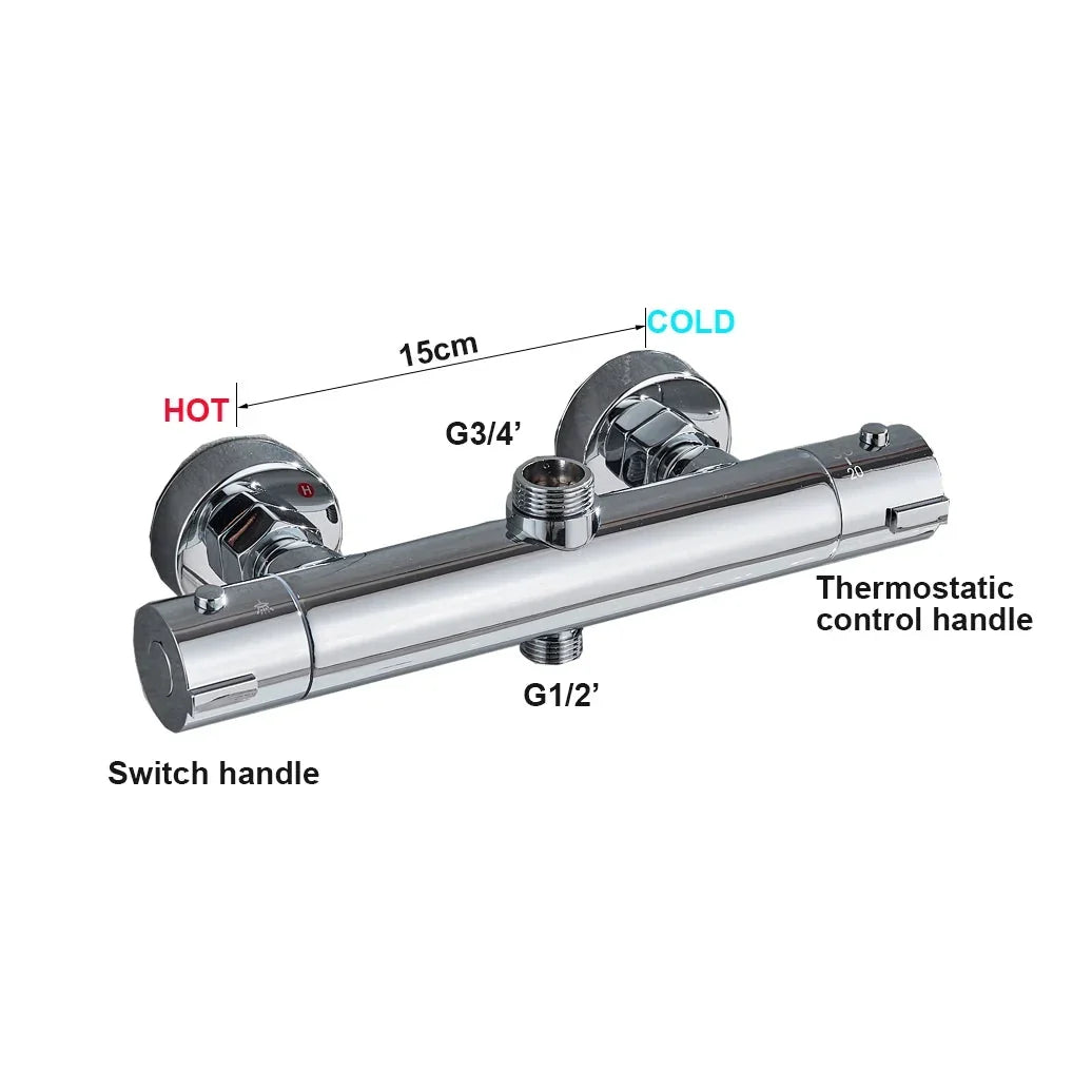 Thermostatic Shower Valve Anti-Scald Ceramic Core Brass
