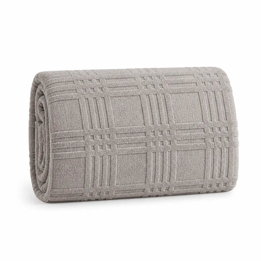 Throw Blanket Embossed Plaid Microfiber Blend