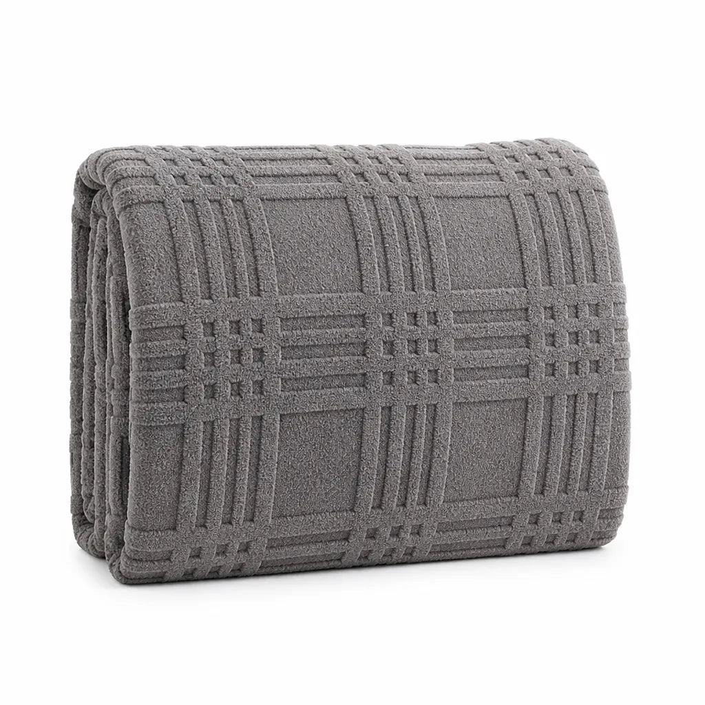 Throw Blanket Embossed Plaid Microfiber Blend