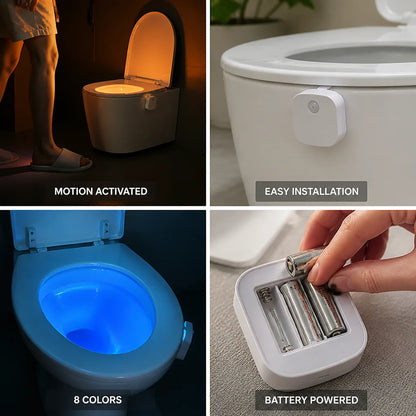 Toilet Night Light Motion-Activated 8 Colors Battery-Powered