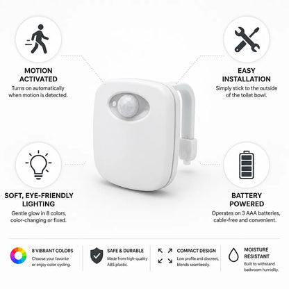 Toilet Night Light Motion-Activated 8 Colors Battery-Powered