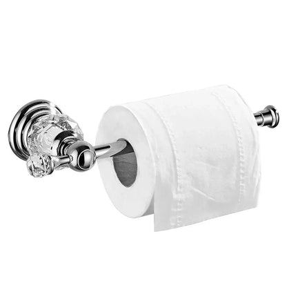 Toilet Paper Holder Wall-Mounted Crystal Accent Gold & Chrome