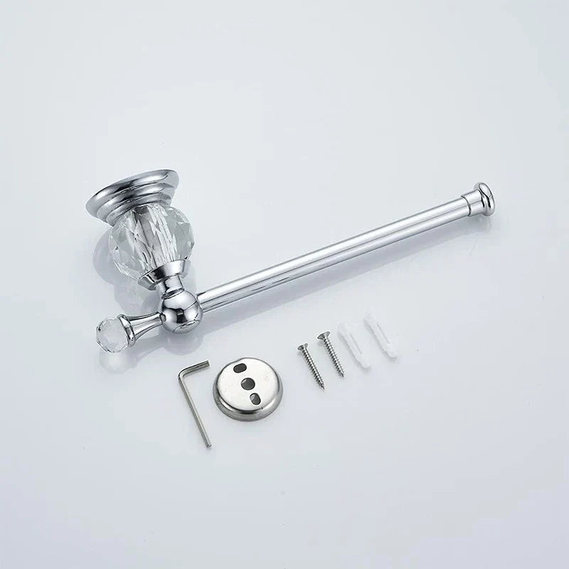 Toilet Paper Holder Wall-Mounted Crystal Accent Gold & Chrome