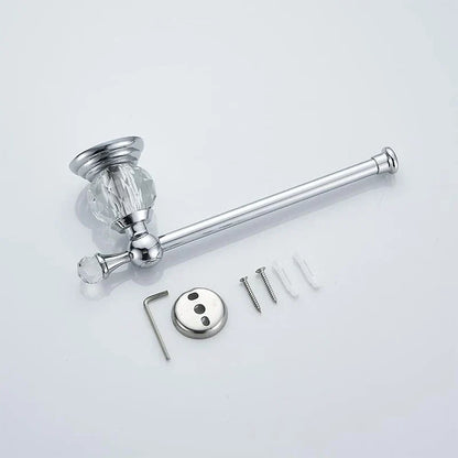 Toilet Paper Holder Wall-Mounted Crystal Accent Gold & Chrome