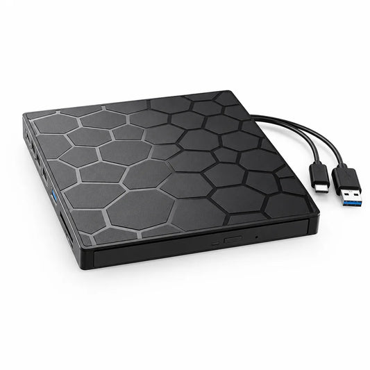 USB-C Hub With SD/MicroSD Card Reader External CD/DVD Drive (Plug-and-Play No Drivers)