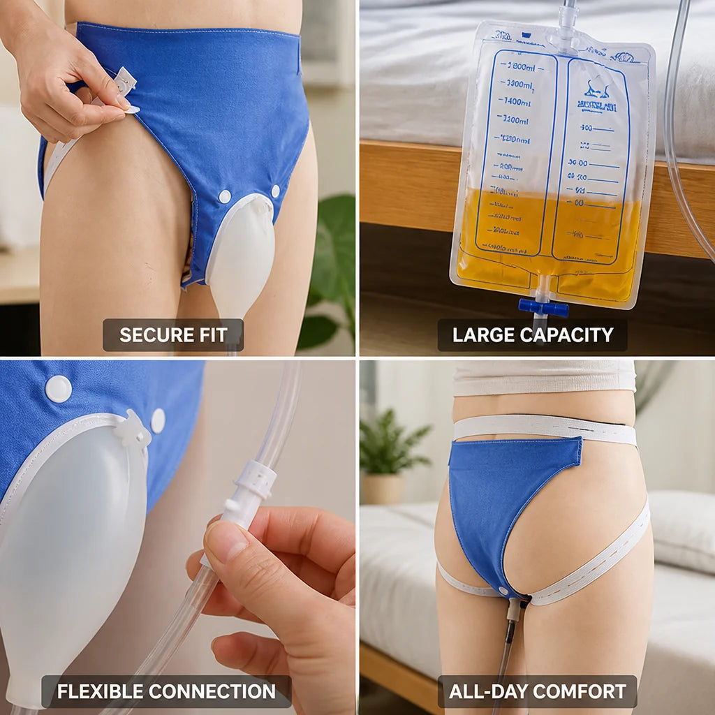 Urine Collector Hands-Free Adjustable Fit Silicone & Cotton