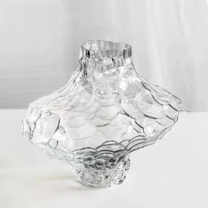 Vase Mouth-Blown Glass Smoky Tint Weighted Base