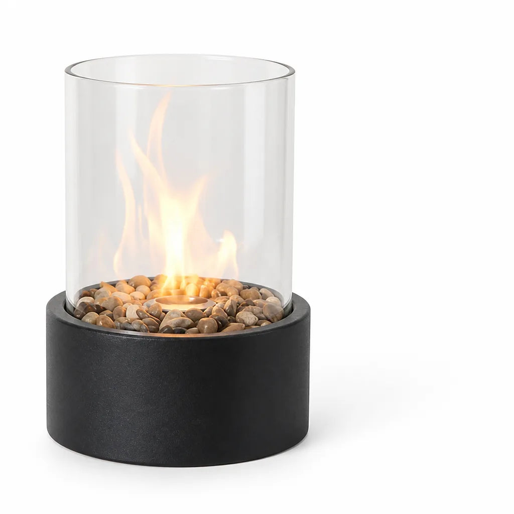 Visible Flame Powder-Coated Base Tabletop Fire Lantern