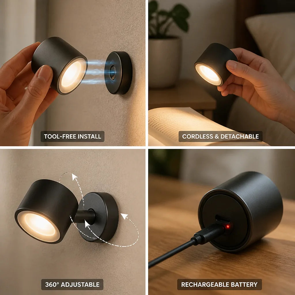 Wall Lamp Cordless Magnetic Detachable & Rechargeable