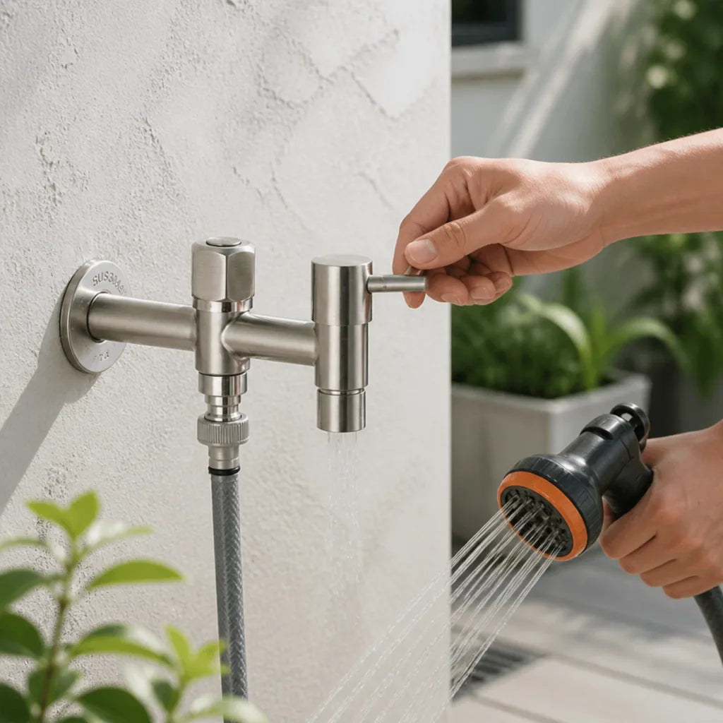 Wall Mount Faucet Stainless Steel G1/2 & Hose Connection