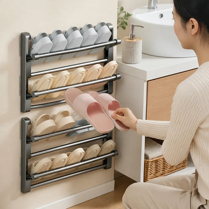 Wall-Mounted Space-Saving Shoe Rack with Integrated Drainage (Hallway & Bathroom)