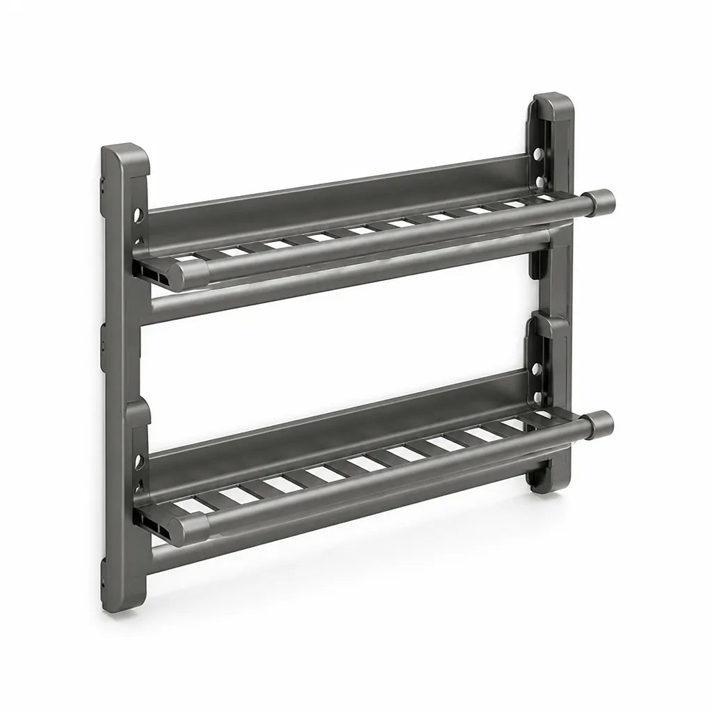 Wall-Mounted Space-Saving Shoe Rack with Integrated Drainage (Hallway & Bathroom)