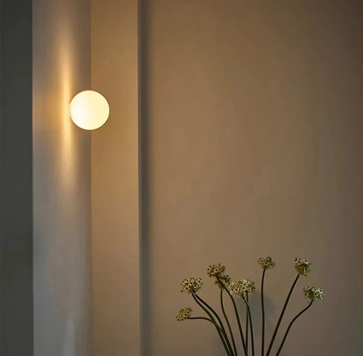 Wall Sconce Frosted Glass Globe & Integrated LED