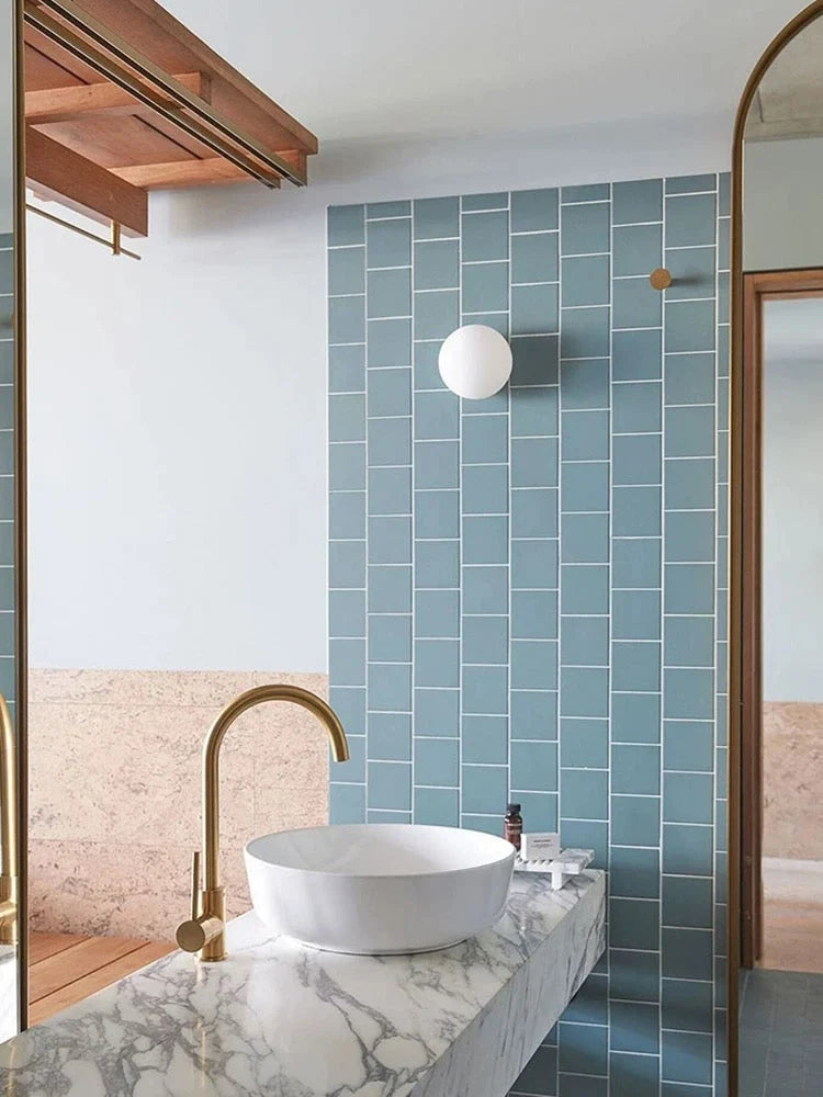 Wall Sconce Frosted Glass Globe & Integrated LED