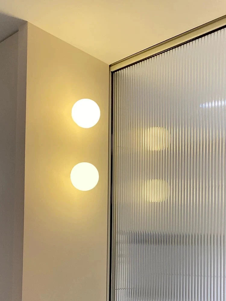 Wall Sconce Frosted Glass Globe & Integrated LED