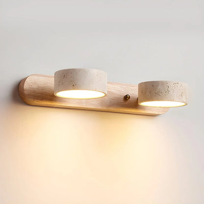 Wall Sconce Integrated LED Natural Travertine & Wood