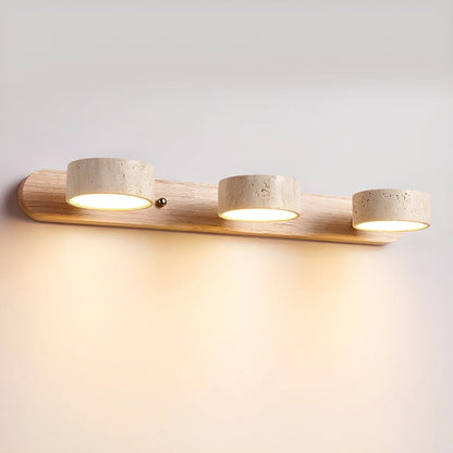 Wall Sconce Integrated LED Natural Travertine & Wood