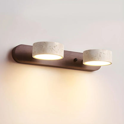 Wall Sconce Integrated LED Natural Travertine & Wood