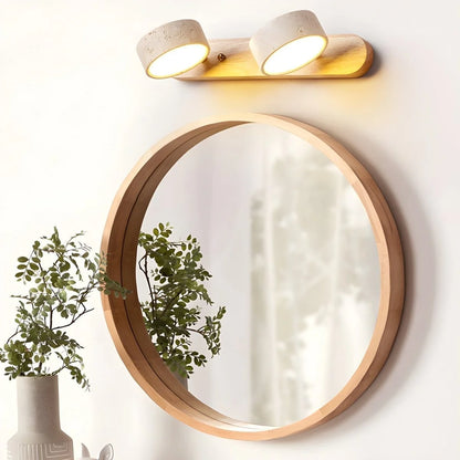 Wall Sconce Integrated LED Natural Travertine & Wood