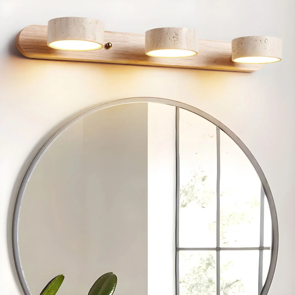 Wall Sconce Integrated LED Natural Travertine & Wood