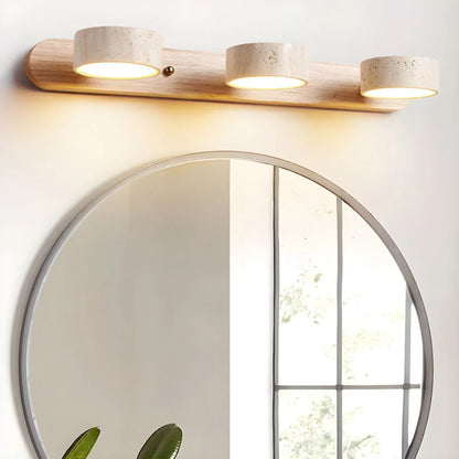 Wall Sconce Integrated LED Natural Travertine & Wood