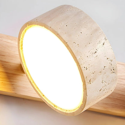 Wall Sconce Integrated LED Natural Travertine & Wood