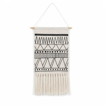 Wall Tapestry Geometric Boho Cotton Blend Fringes